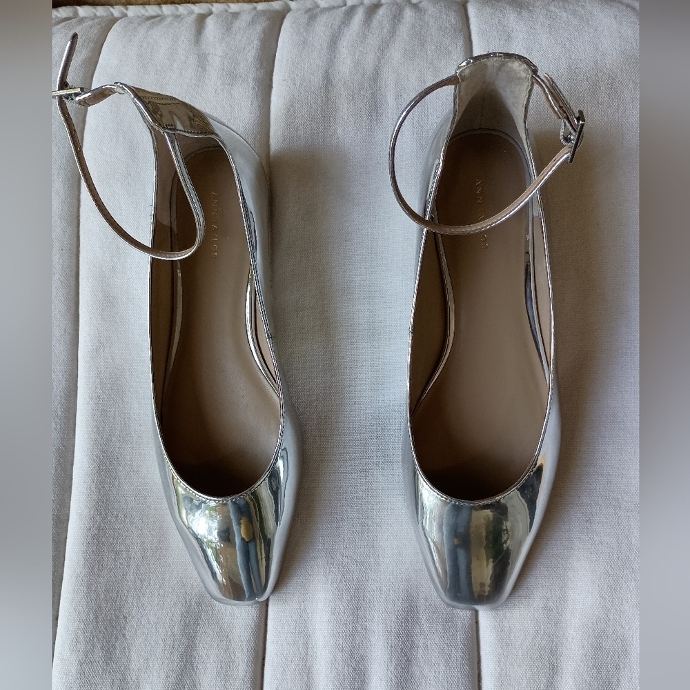 Ann Taylor Metallic Ankle Strap Flats_8 - Picture 2 of 7